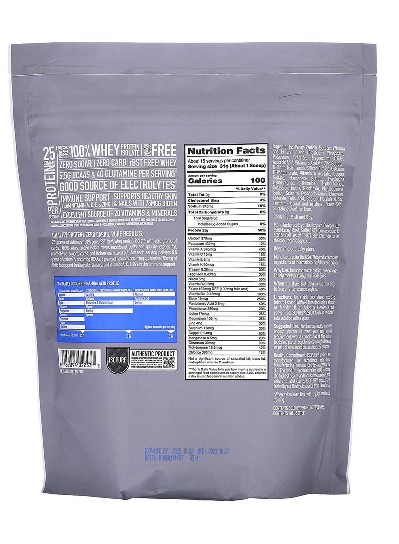 Isopure - Zero Carb Protein Powder - Creamy Vanilla 1 LB (454g) - Image 1