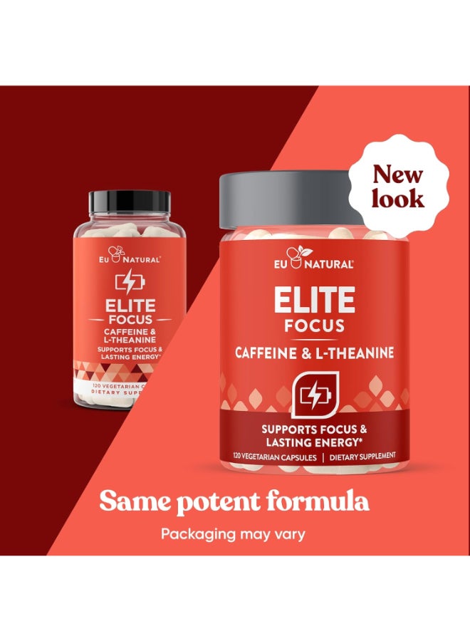 Eu Natural, Elite Focus, Caffeine & L-Theanine, 120 Vegetarian Capsules - Image 2