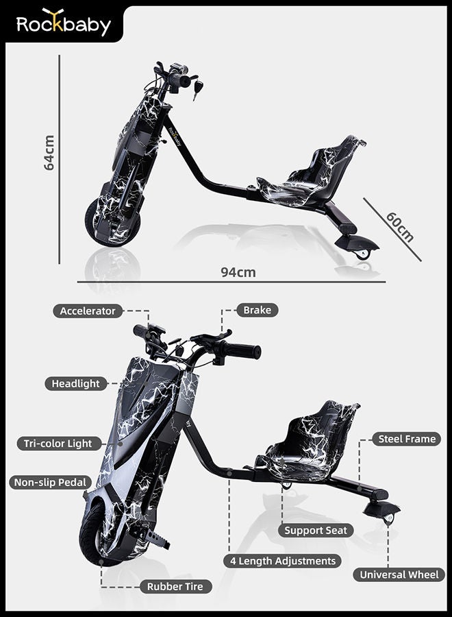 Rockbaby 36V High-Power 360°Children/Adult Electric Drifting Scooter-Adjustable With Bluetooth And Protective Gear 68.5X54X21cm 68.5X54X21cm  - Image 5