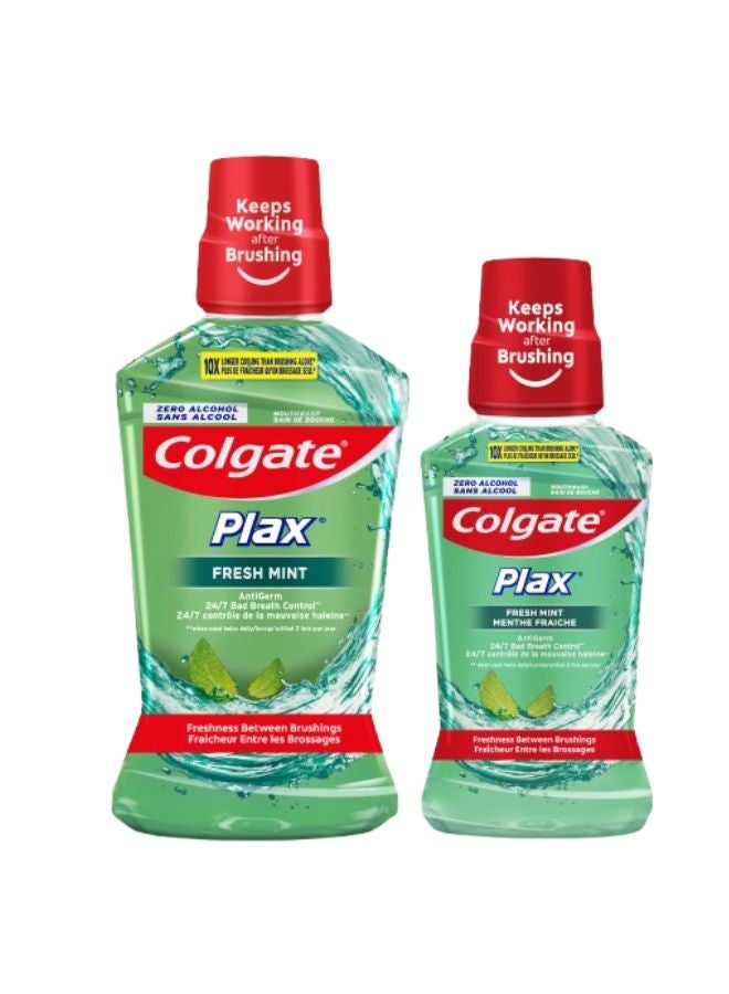 Colgate Mouthwah Plax Fresh Mint Pack Of 2 500+250 ml Green - Image 1