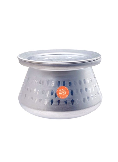 Hammered Aluminium Biryani/Hareesa Decorative Pot With Lid Silver 3.5Liters