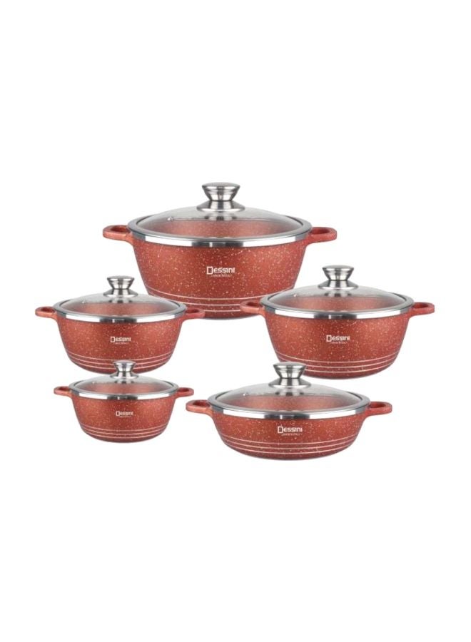 طقم أواني طهي بسطح مانع للالتصاق مكون من 10 قطع برتقالي راست Casserole 1x20, Casserole 1x24, Casserole 1x28, Casserole 1x32, Shallow Casserole 1x28سم