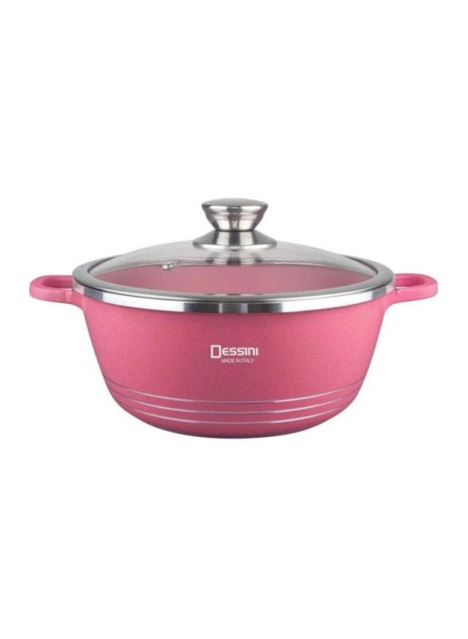 DESSINI Non-Stick Cooking Pot With Lid Pink 32cm