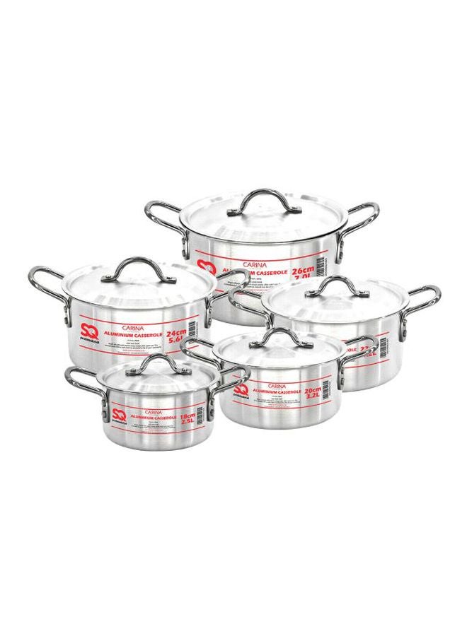 PROFESSIONAL 5-Piece Carina Aluminium Stockpot Set With Lid Silver 5-Piece - Image 1