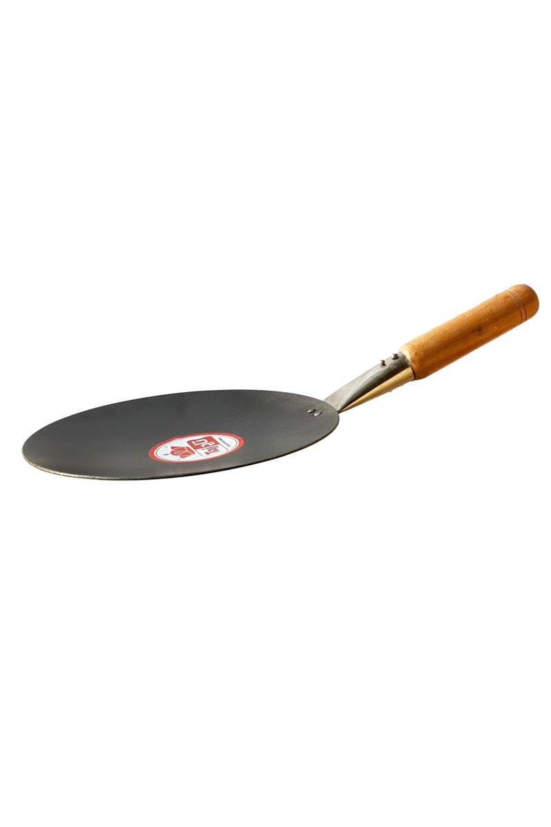 TAJ Light Weight Iron Roti TawaWith Wood Handle Black/Beige 13inch - Image 1
