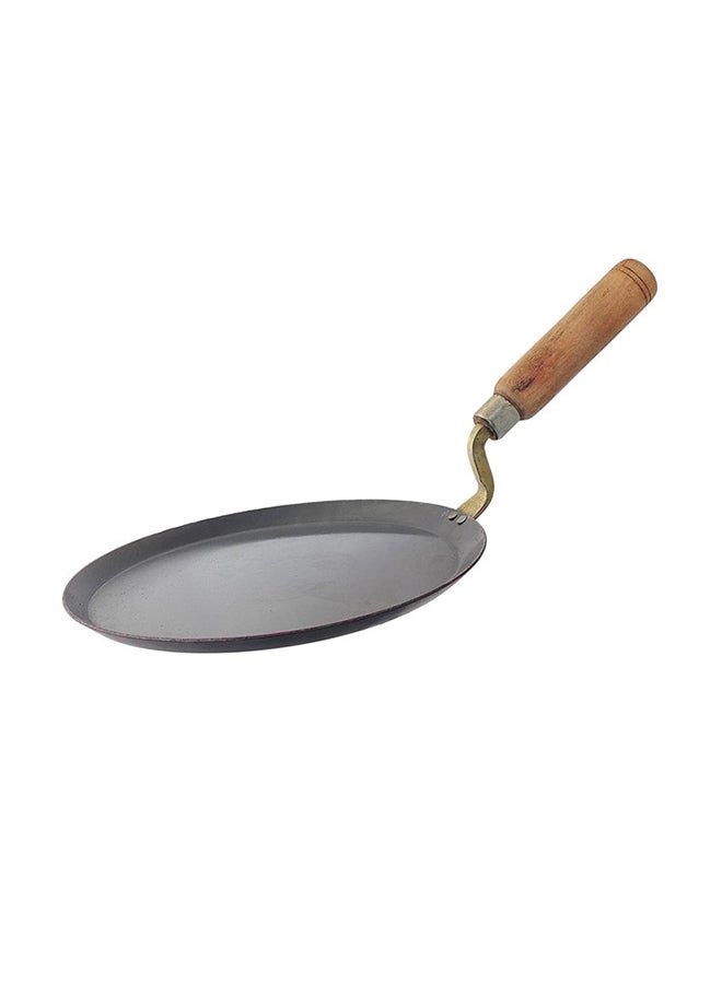 TAJ Iron Roti Tawa With Wooden Handle Black/Yellow 10inch  - Image 1