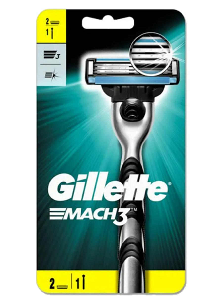 Gillette Mach3 Razor Handle With Blades Black/Silver