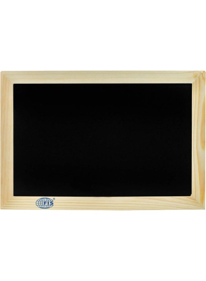 FIS Black Board, 40x60cm Single-Sided Chalkboard with Wooden Frame for School, Office, Home & Café Use Black