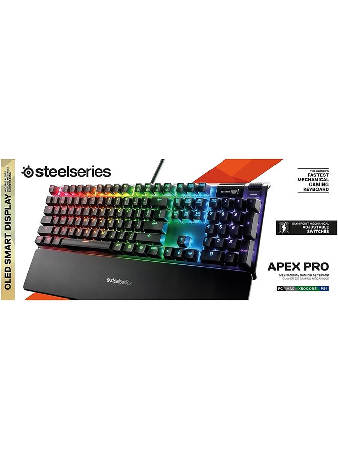 steelseries - Apex Pro Mechanical Gaming Keyboard, Adjustable Actuation Switches, World’s Fastest Mechanical Keyboard, OLED Smart Display, RGB Backlit | 64626 - Image 1