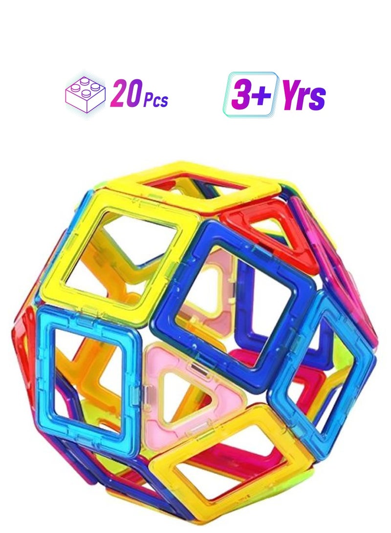 توي شاين طقم بناء وتركيب بتصميم بلاط مغناطيسي، مكون من 20 قطعة طراز ARC_B07DYNFRQT ARC_B07DYNFRQT 20 أكبر من3 سنوات - Image 1