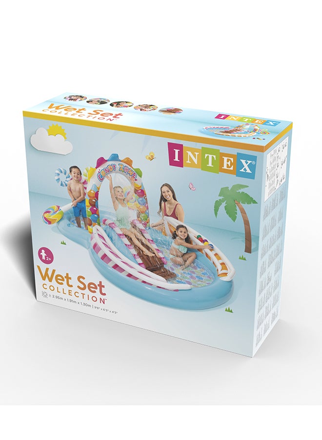 INTEX Inflatable Unisex Candy Zone Play Center Pool with Water Slide, Splash, Drain Plug & Repair Patch Included 294.64 cm x 190.5 cm x 129.54cm  - Image 4