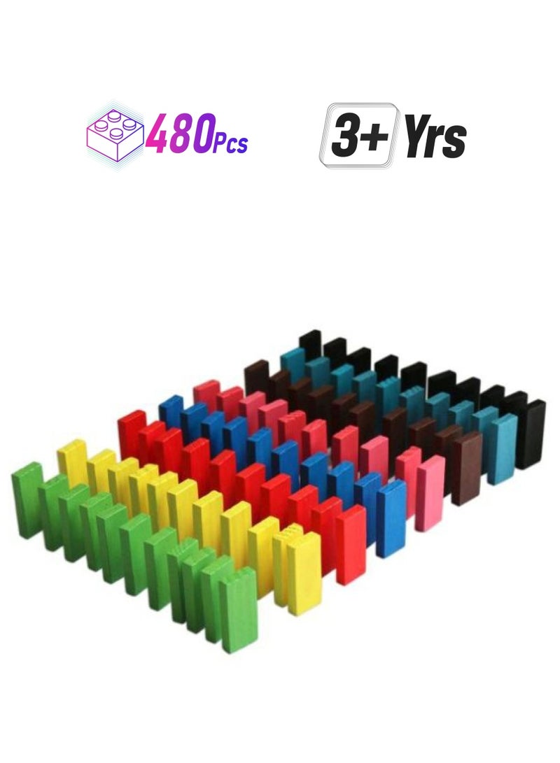 آرت بي مجموعة مكعبات بناء دومينو خشبية مكوّنة من 480 قطعة. B07PGH13JG 480 أكبر من3 سنوات - Image 1