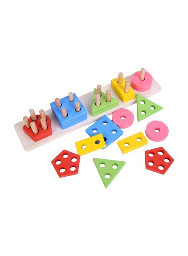 شورو مجموعة مكعبات مطابقة خشبية بتصميم هندسي على 5 أعمدة. - Image 1