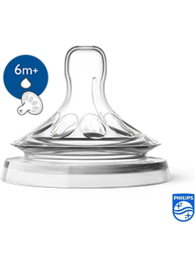 PHILIPS AVENT Pack Of 2 Avent Natural Response Nipple Flow 6 Thick Feed (6M+)