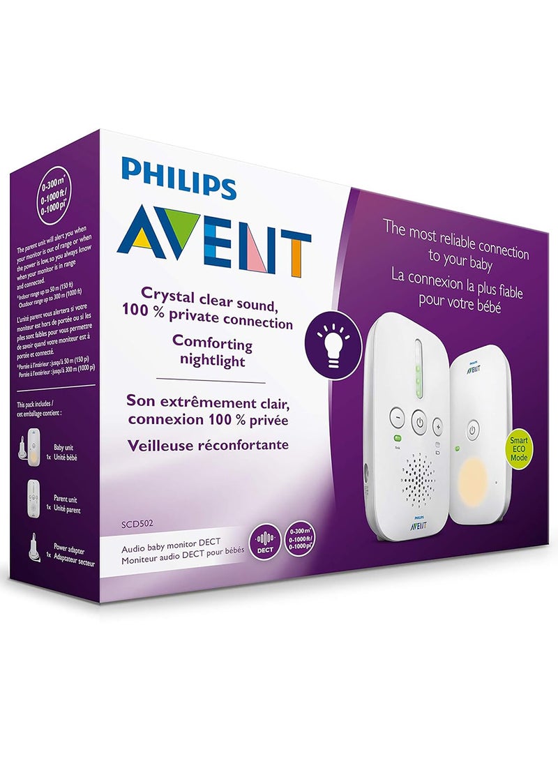 PHILIPS AVENT - DECT Baby FHSS Audio Monitor With Crystal Clear Sound - White - Image 1