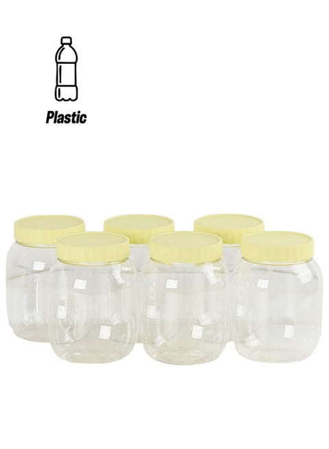 6-Piece Plastic Spice Storage Jar Beige/Clear 750ml