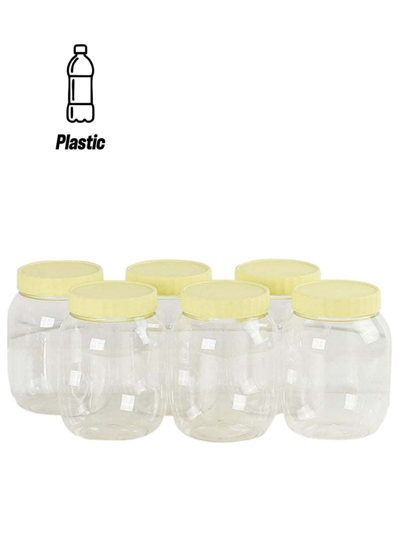Sunpet 6-Piece Plastic Spice Storage Jar Beige/Clear 750ml 