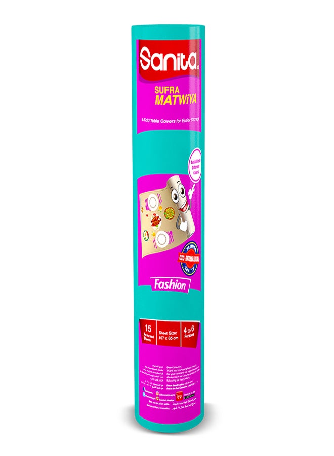 Sanita - Sufra Matwiya Fashion Small Table Cover Roll, 15-Sheets, 85 X 107cm Size Multicolor - Image 1