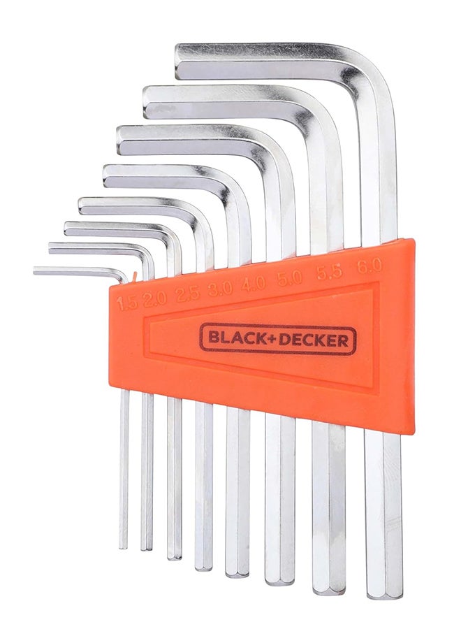 بلاك اند ديكر طقم مفاتيح سداسية مكون من 8 قطع فضي - Image 1