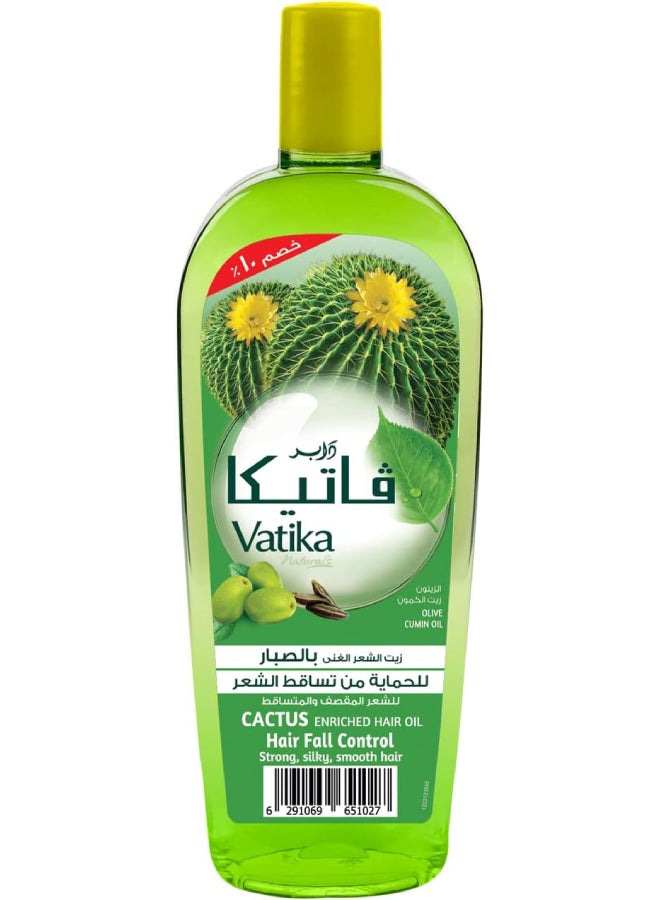 Dabur Vatika Naturals Cactus Enriched Anti-Hair Fall Oil 90ml + 10%OFF| Natural Extracts of Cactus, Olive & Cumin | For Strong & Smooth Hair 90.0ml - Image 1