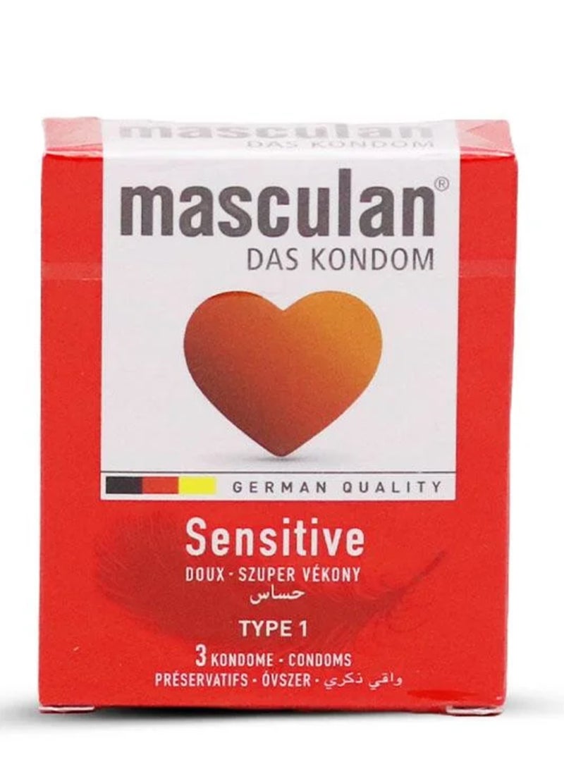 ماسكولان مجموعة واقيات ذكرية للبشرة الحساسة مكونة من 3 قطع