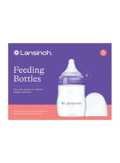 Lansinoh Babies For Breastfeeding Bottles, Slow Flow Nipples, Size S, 3 Count, 5 Fl Oz  - Image 1