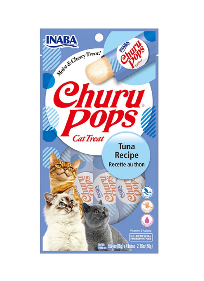 INABA - Churu Pops Tuna Recipe Cat Treat  Brown 4 Pieces 60grams - Image 1