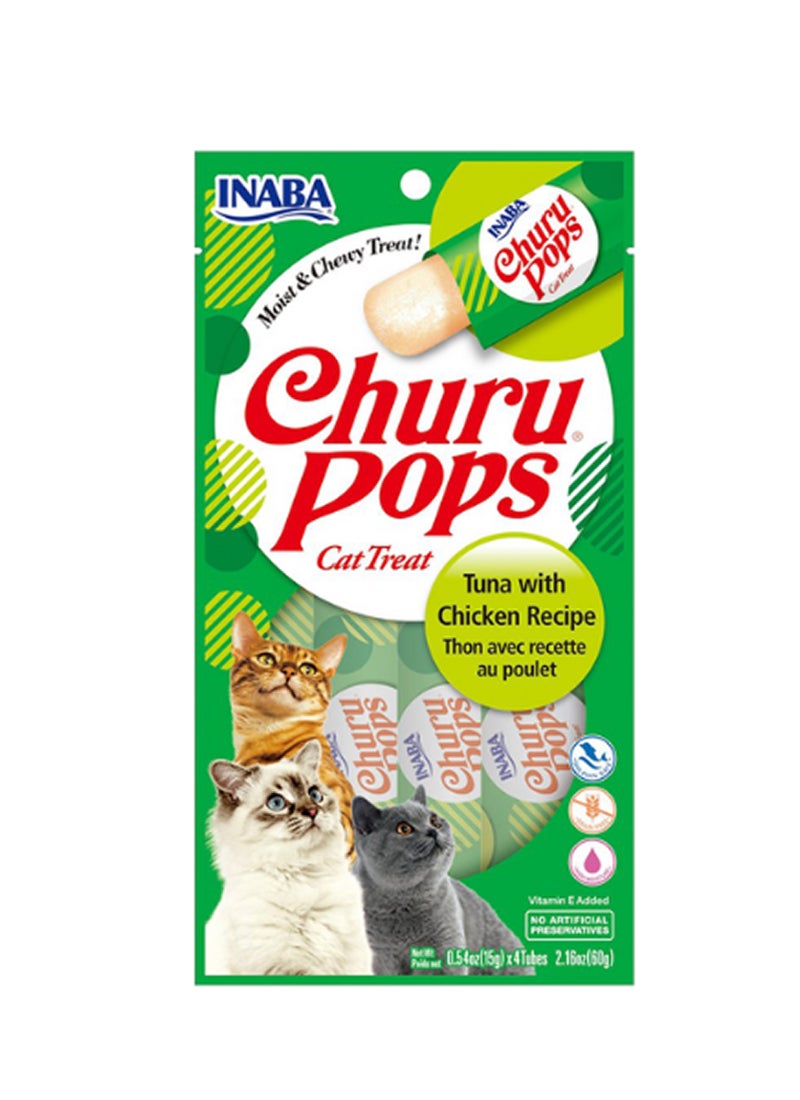 INABA - Churu Pops Tuna With Chicken Recipe Treat Brown 4 Pieces 60grams - Image 1