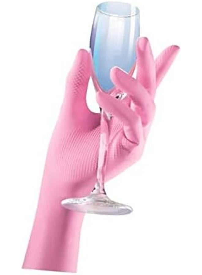 Vileda - Reusable Sensitive Gloves L, Natural Latex, Protective, Touch Sensitive, Comfortable and Fit Pink/Beige L - Image 1