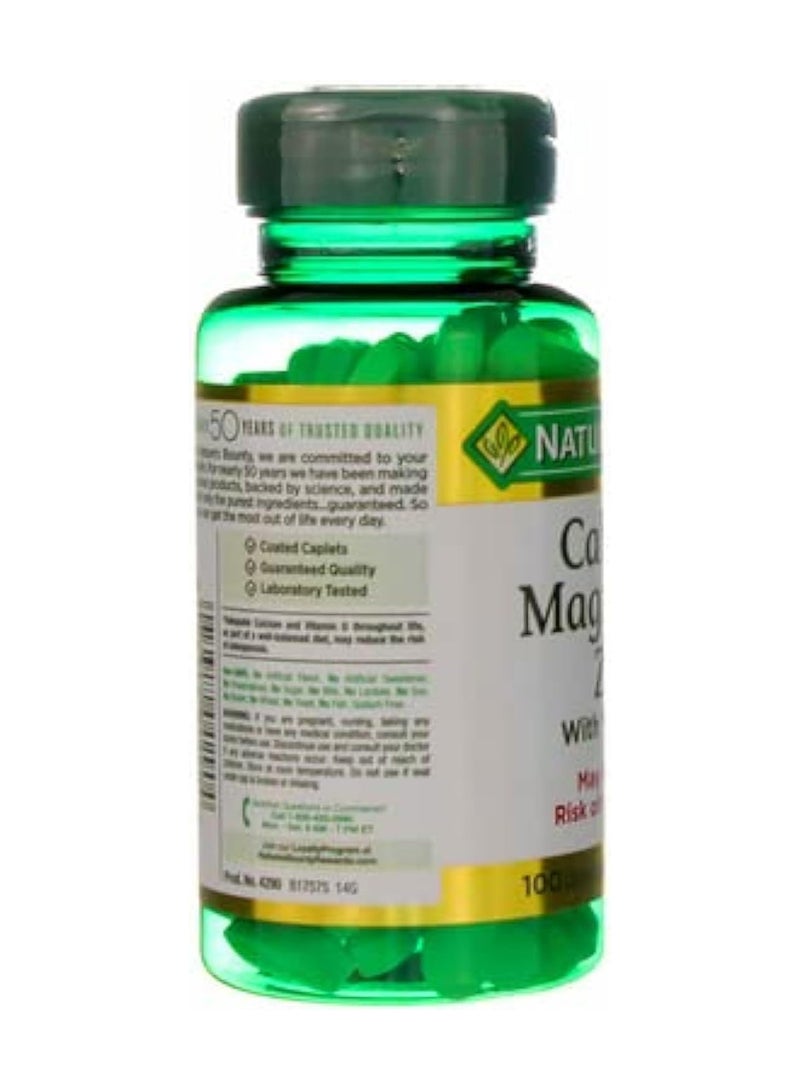 NATURE'S BOUNTY Calcium Magnesium Zinc Dietary Supplement - 100 Capsules  - Image 2