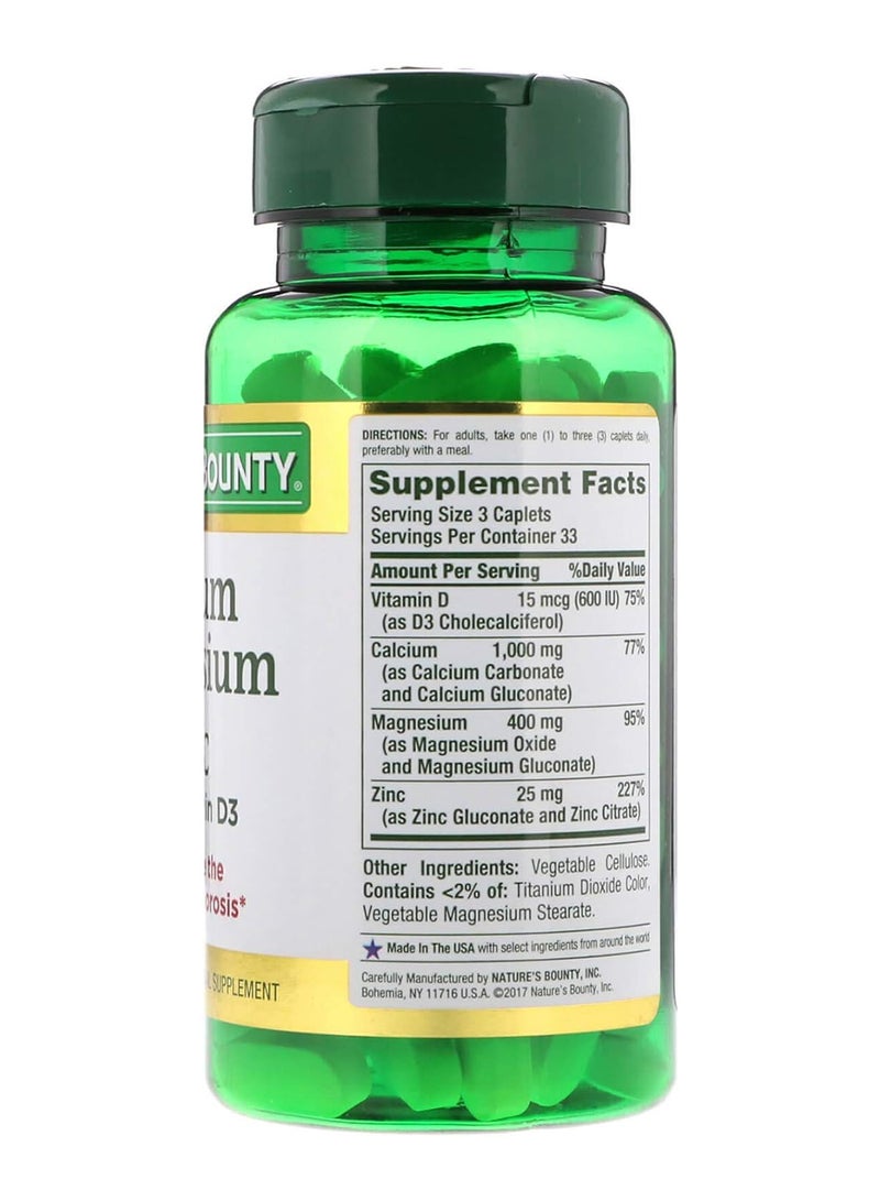 NATURE'S BOUNTY Calcium Magnesium Zinc Dietary Supplement - 100 Capsules  - Image 3