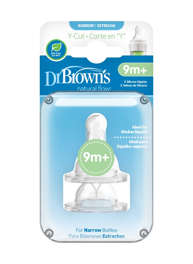 دكتور براونز حلمة سيليكون ضيقة على شكل حرف Y مضادة للمغص، عبوتان - Image 2