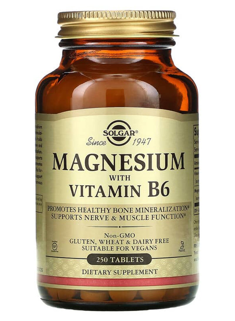 Solgar Magnesium With Vitamin B6 Dietary Supplement - 250 Tablets - Image 1