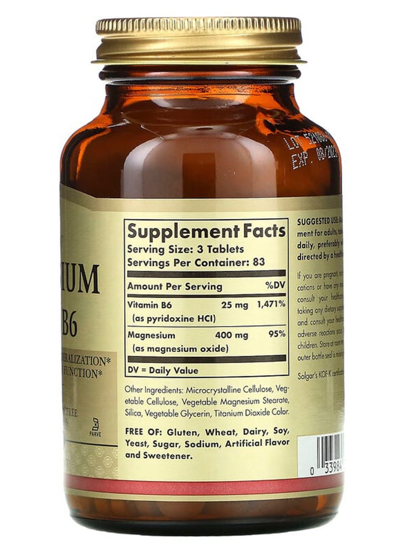 Solgar Magnesium With Vitamin B6 Dietary Supplement - 250 Tablets - Image 2