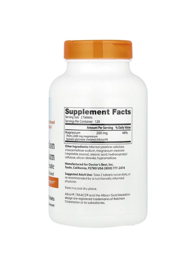Doctor's BEST - High Absorption Magnesium 100% Chelated With Albion Minerals Diatery Supplement 100 Mg - 240 Tablets - Image 1