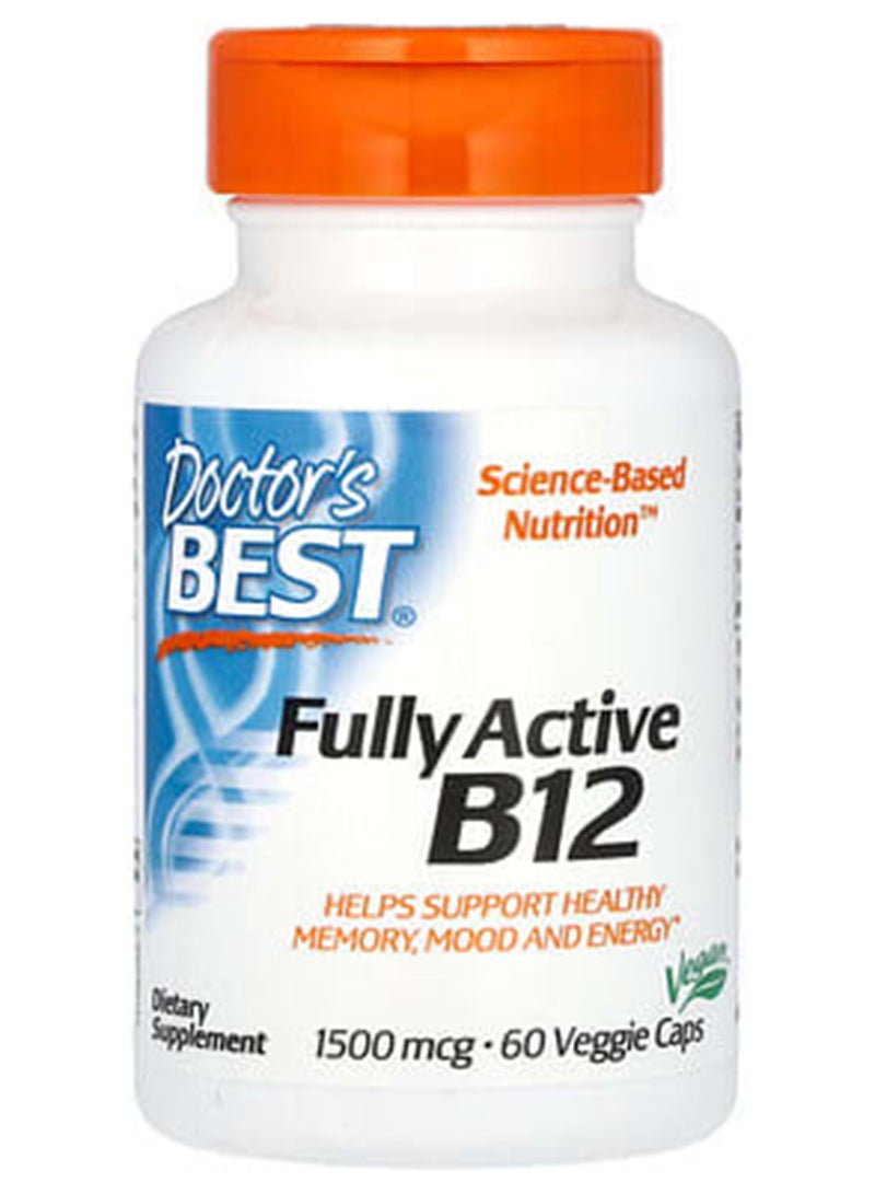 Doctor's BEST - Fully Active B12 Dietary Supplement 1500 mcg - 60 Veggie Capsules - Image 1