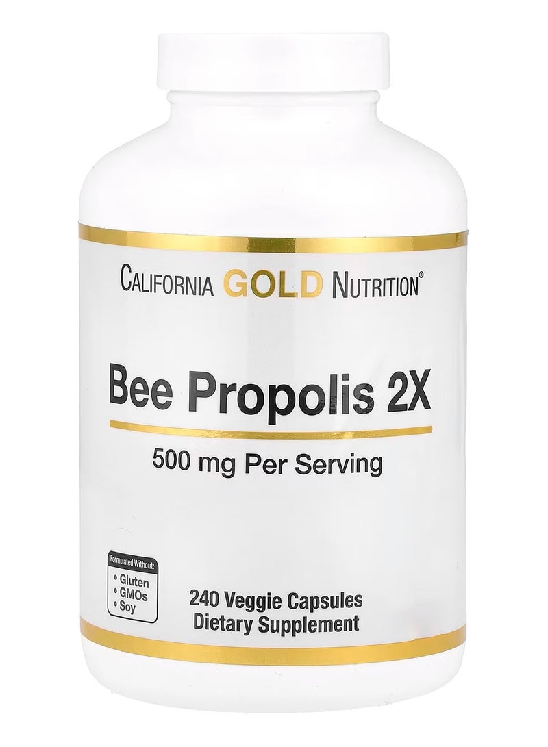 California Gold Nutrition Bee Propolis 2X Concentrated Extract 500 mg - 240 Veggie Capsules 