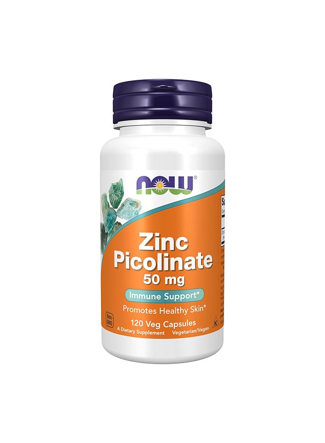 Now Foods Zinc Picolinate 50 mg Dietary Supplement - 120 Veg Capsules  - Image 1
