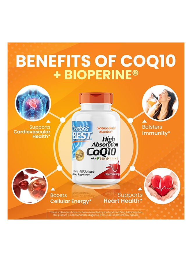 Doctor's BEST - High Absorption CoQ10 With BioPerine 100mg - 120 Softgels - Image 1