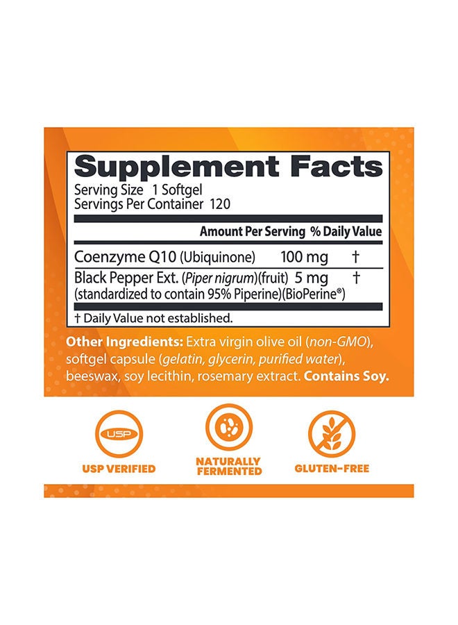 Doctor's BEST - High Absorption CoQ10 With BioPerine 100mg - 120 Softgels - Image 1