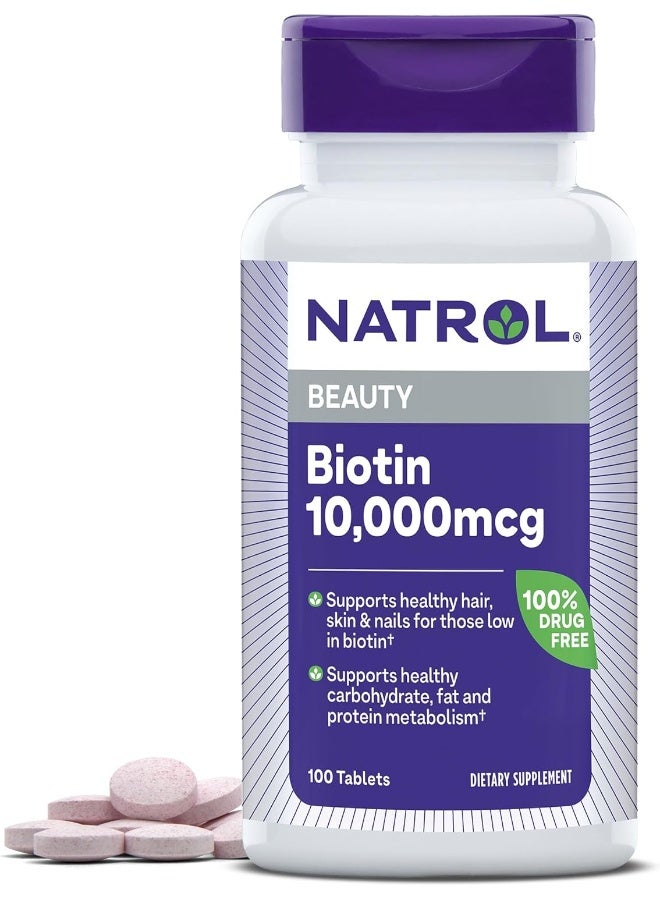 Natrol Biotin Beauty 10000Mcg 100 Tablets Packaging May Vary - Image 1