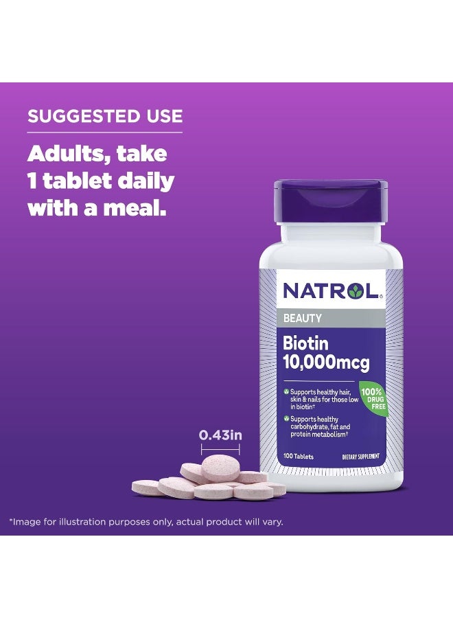 Natrol Biotin Beauty 10000Mcg 100 Tablets Packaging May Vary - Image 5