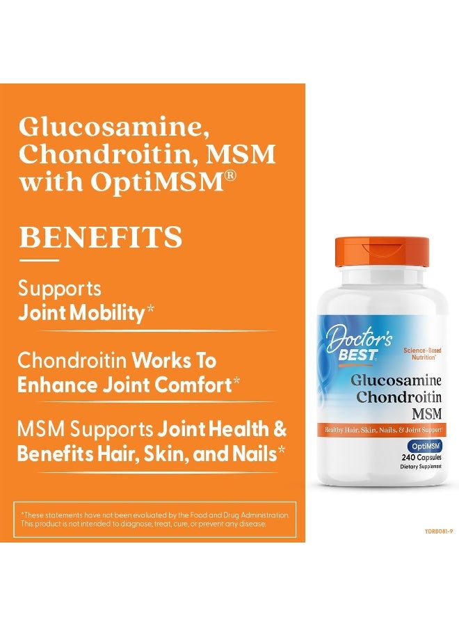 Doctor's BEST Glucosamine Chondroitin MSM with OptiMSM 240 Capsules Packaging May Vary  - Image 3