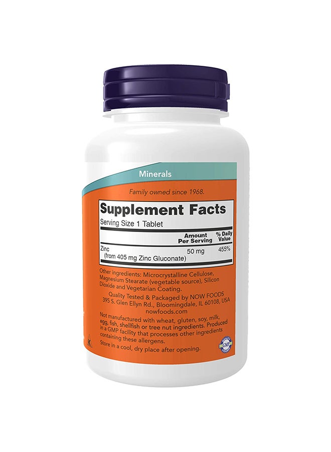 Now Foods - Zinc 50 Mg Immune Support Dietary Supplement 250 Tablets - Image 1