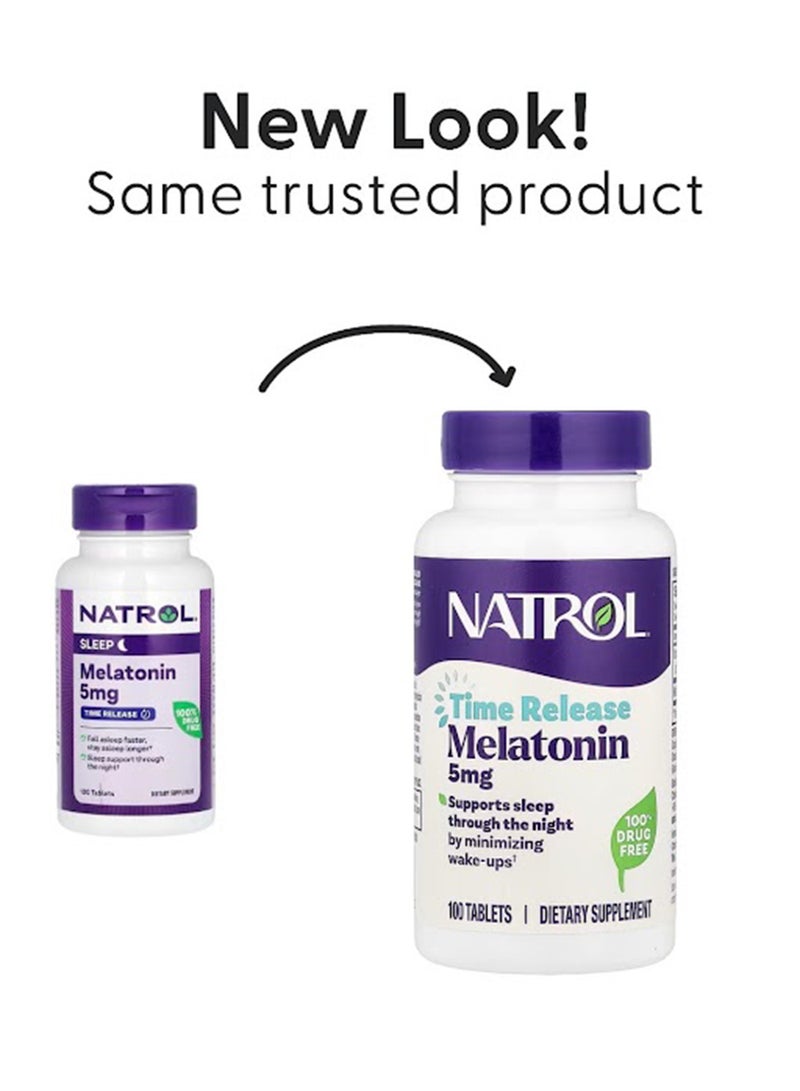 NATROL Melatonin Time Release Dietary Supplement 5mg - 100 Tablets  - Image 1