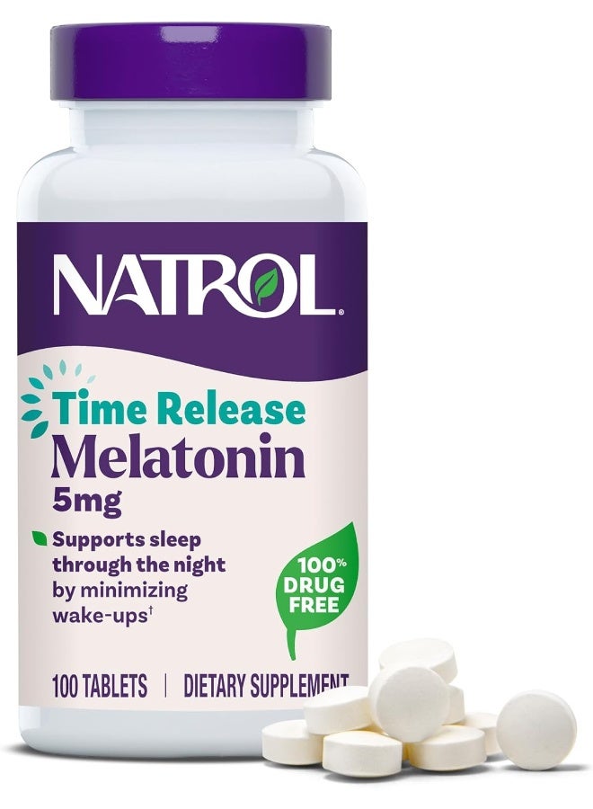Natrol Melatonin Time Release Dietary Supplement 5mg - 100 Tablets - Image 1