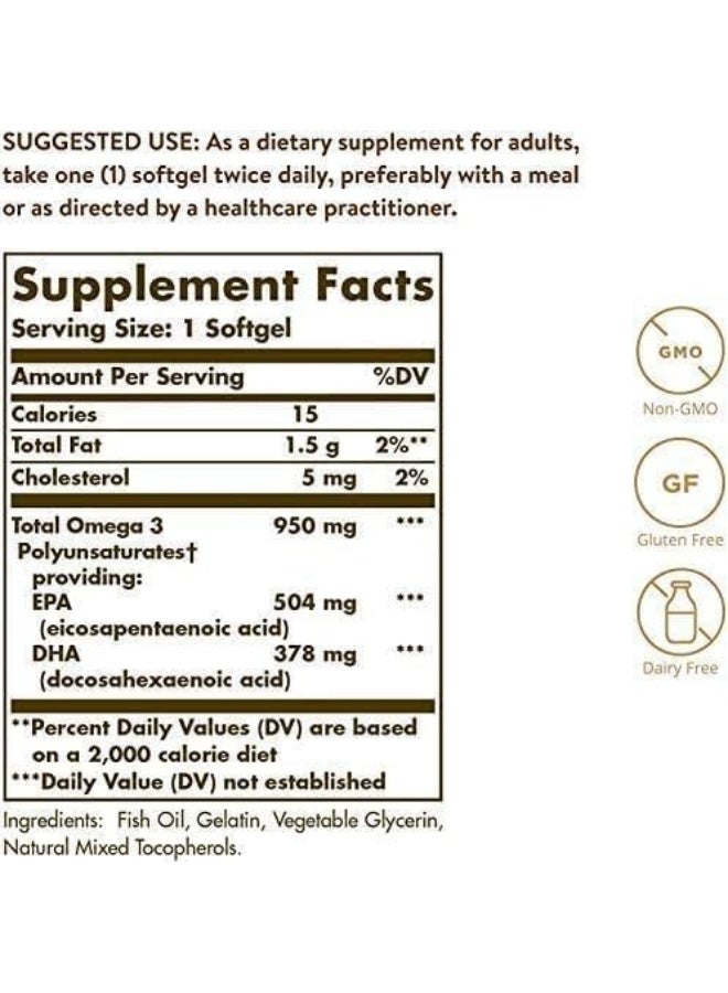 Solgar Triple Strength Omega 3 Dietary Supplement 950Mg 100 Softgels - Image 4