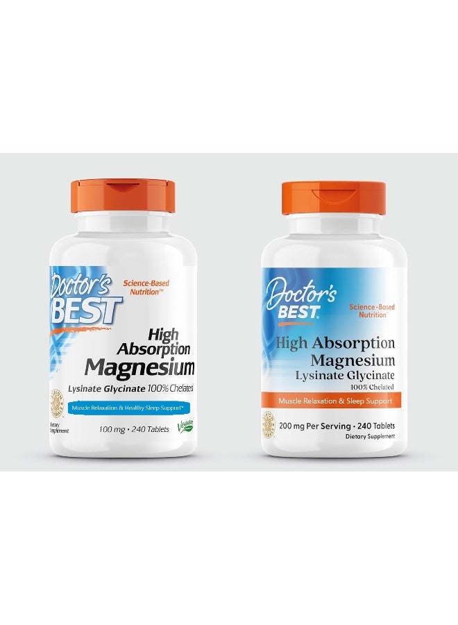 Doctor's BEST - High Absorption Magnesium Lysinate Glycinate 240 Tablets Packaging May Vary - Image 1