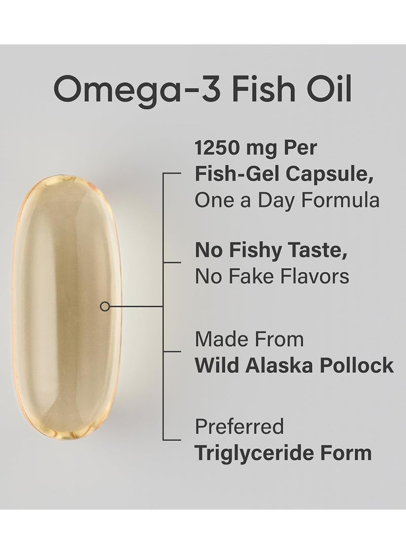 SPORTS RESEARCH - Triple Strength Omega-3 Fish Oil 1250mg Dietary Supplement - 30 Softgels - Image 1