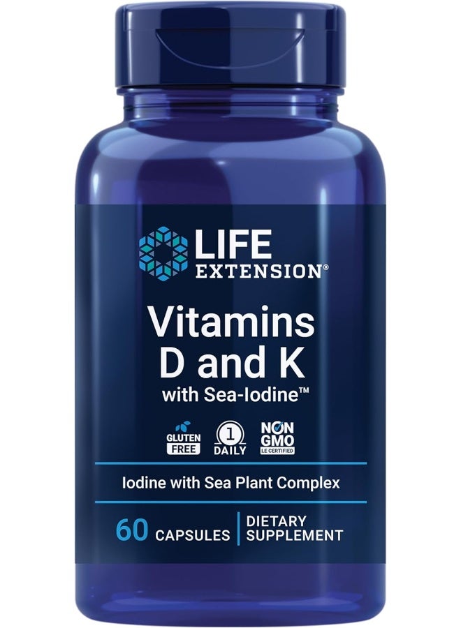 Life Extension - Vitamins D And K With Sea-Iodine Dietary Supplement - 60 Capsules - Image 1